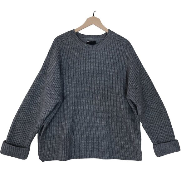ASOS Grey Knit Sweater M Chunky Ribbed Minimalist Cozy Normcore Soft Grunge - Picture 3 of 9
